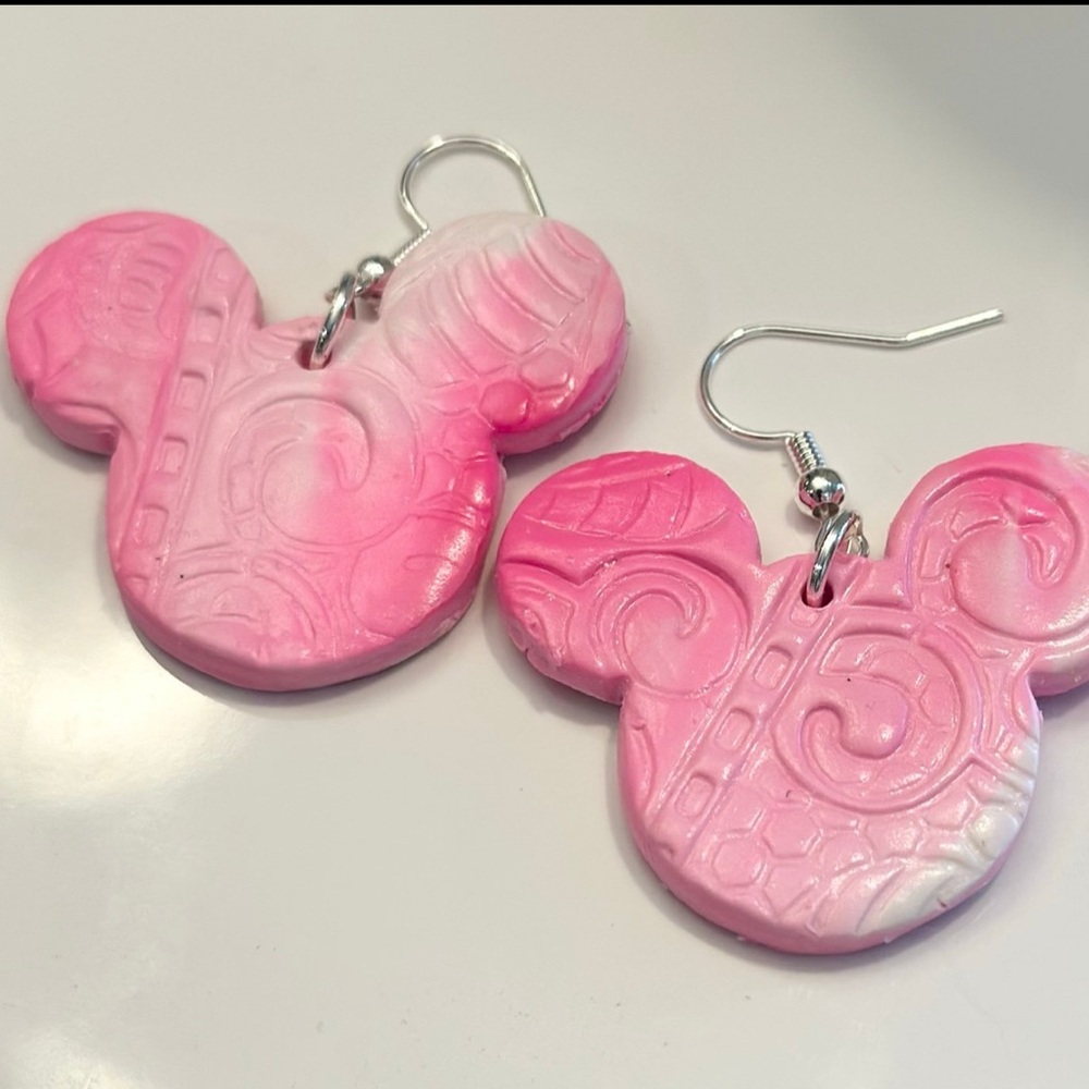 Pink Mickey Mouse polymer clay Earrings